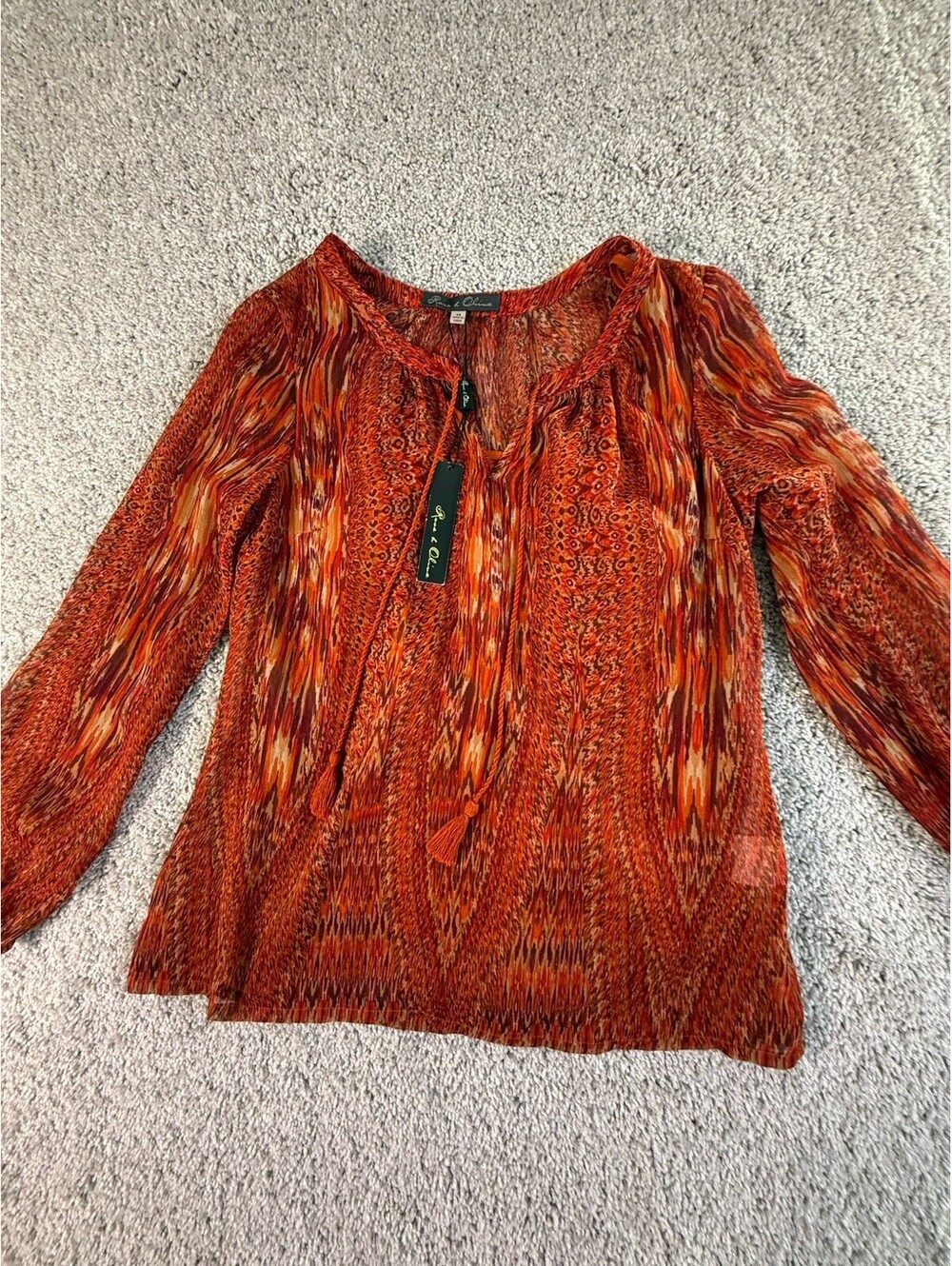 Rose & Olive Sheer Blouse With Attached Cami Size XS Multicolor